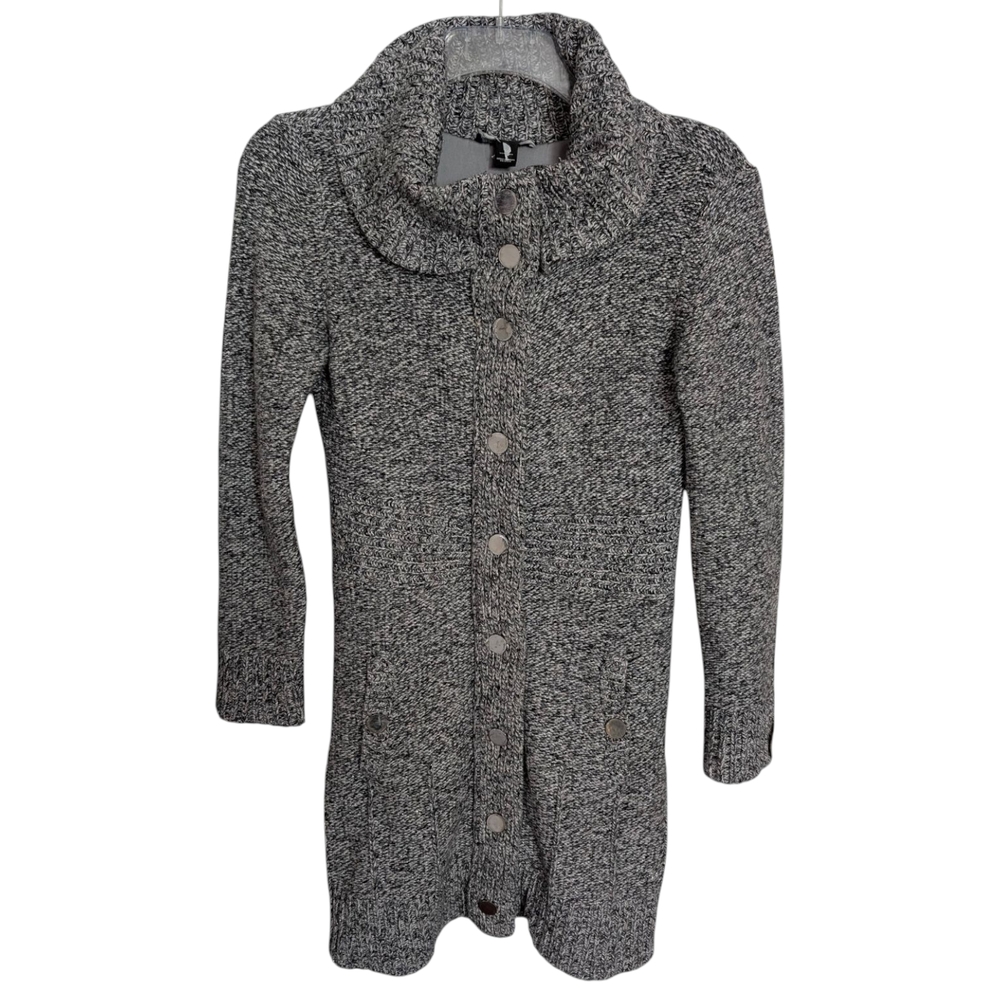 White House Black Market Gray/Black Tweed Front Snap Jacket S/M